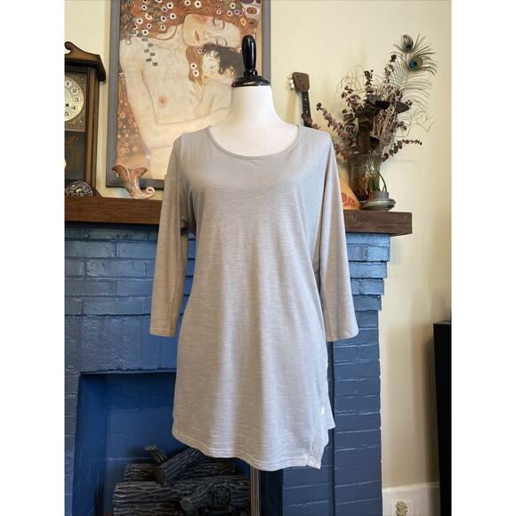 J JIll PURE Jill M Gray Cotton Modal Knit Tunic Dress Shirt Button Detail Top - Picture 1 of 13